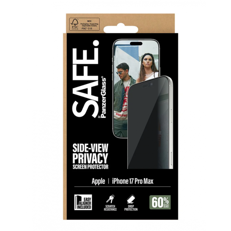 PanzerGlass Γυαλί προστασίας Privacy SAFE. Case Friendly 0.3MM Ultra- Wide Fit w. EasyAligner για Apple iPhone 17 PRO Max 6.9 2025 - PG-SA90275